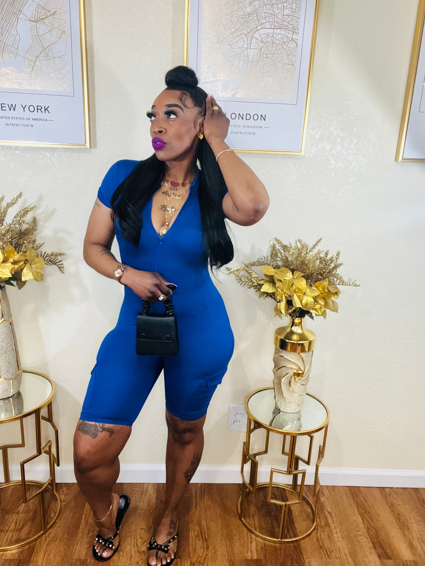 Hanging with The Girls Romper (Royal)