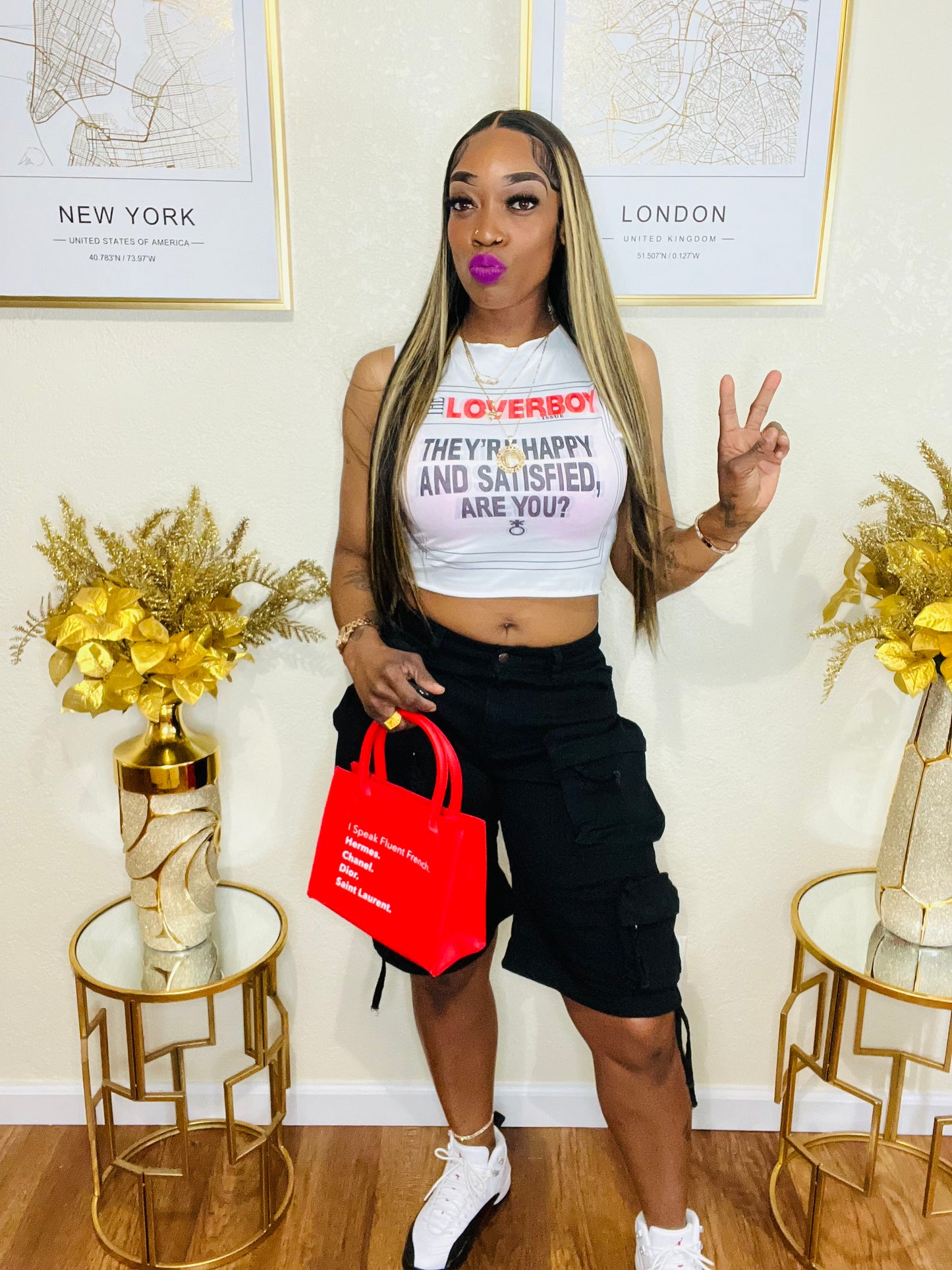 Lover boy fittted crop shirt