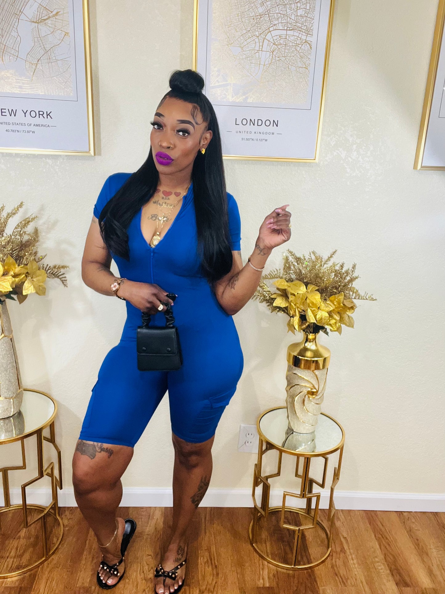 Hanging with The Girls Romper (Royal)