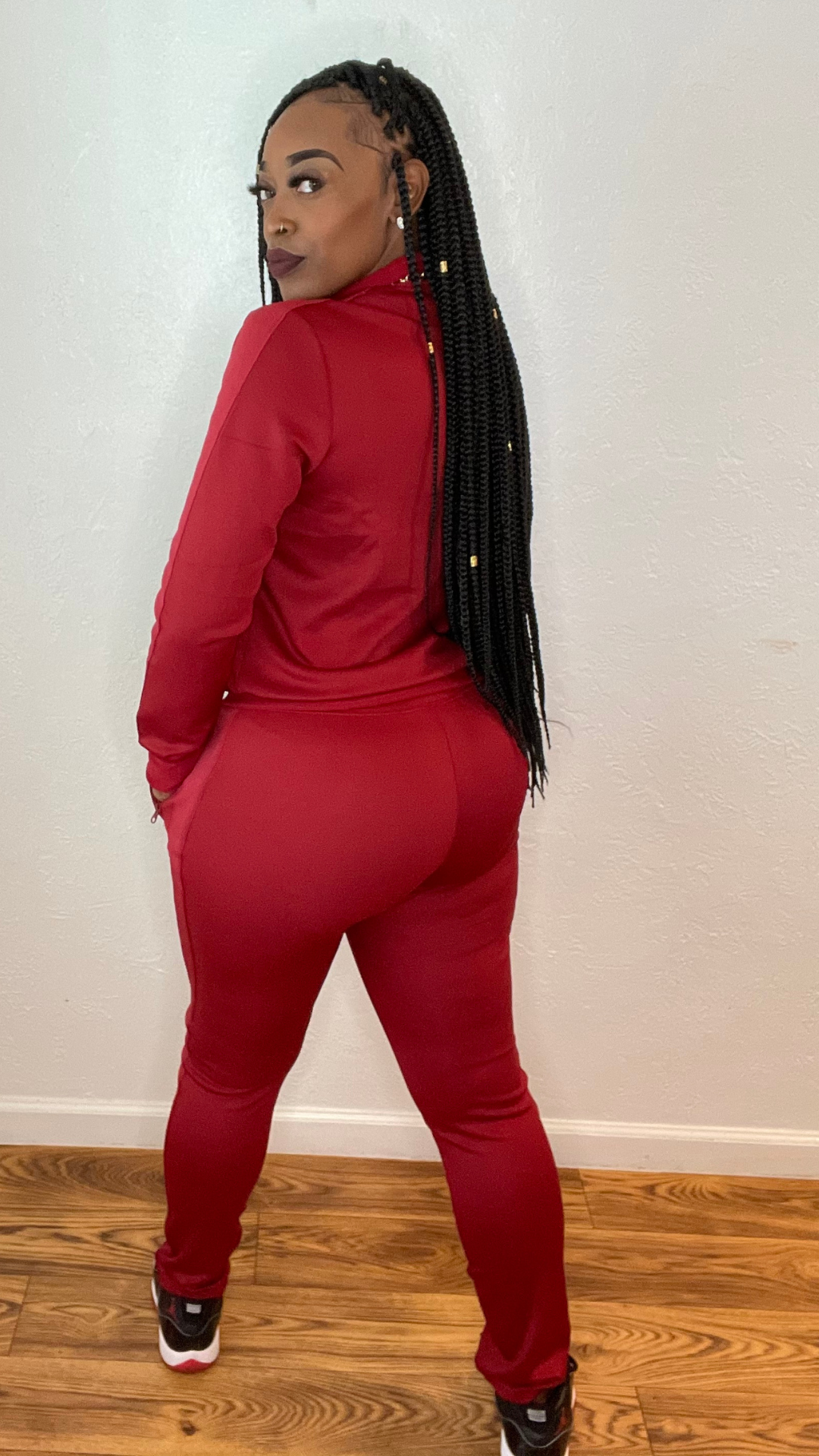 red tracksuit