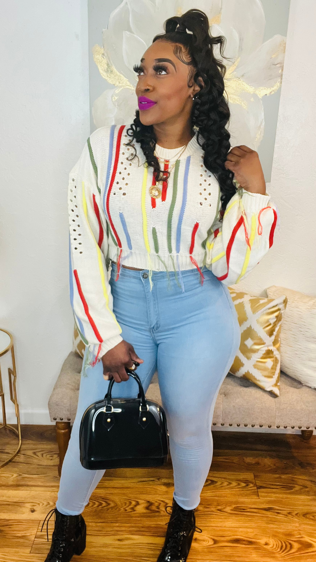 Caught Up Crop Knit Sweater (Cream)