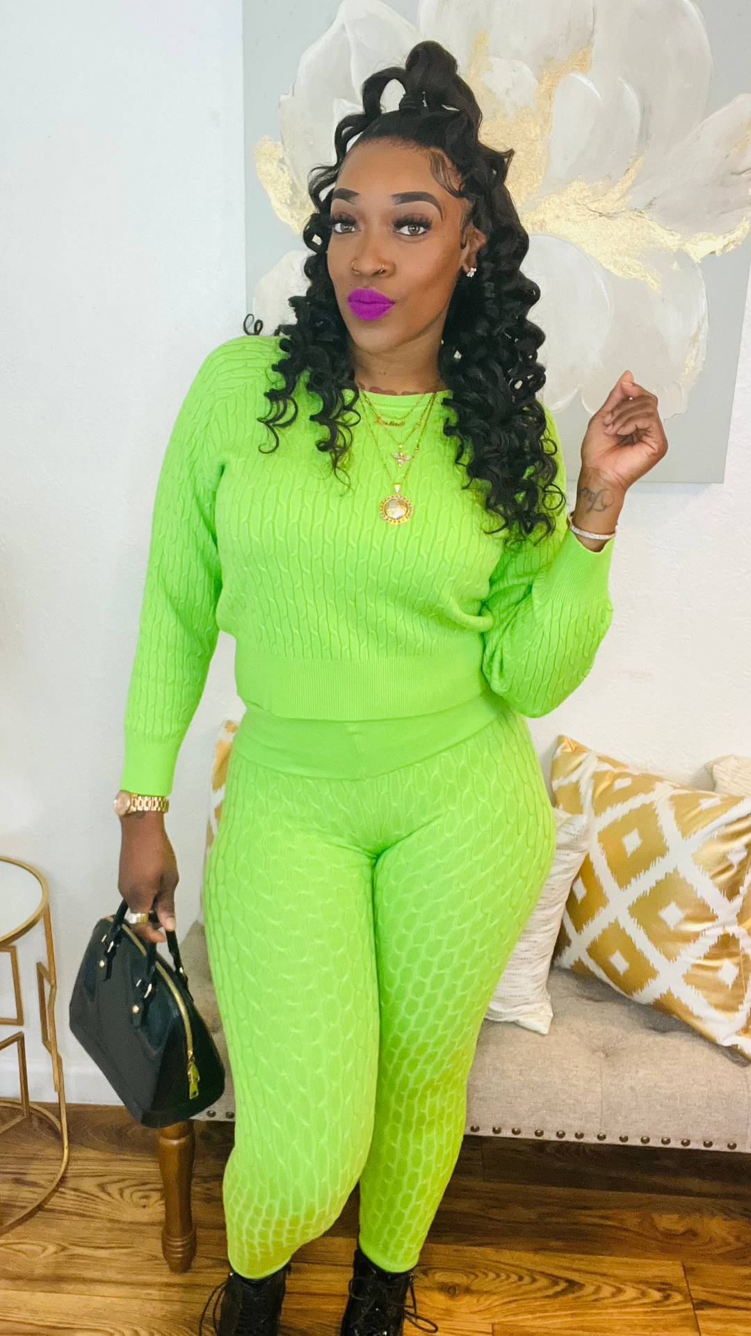 Trina Knit Set (Lime)