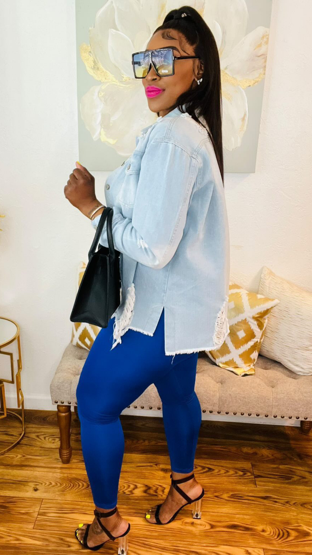 Light Wash Distressed Jean Jacket