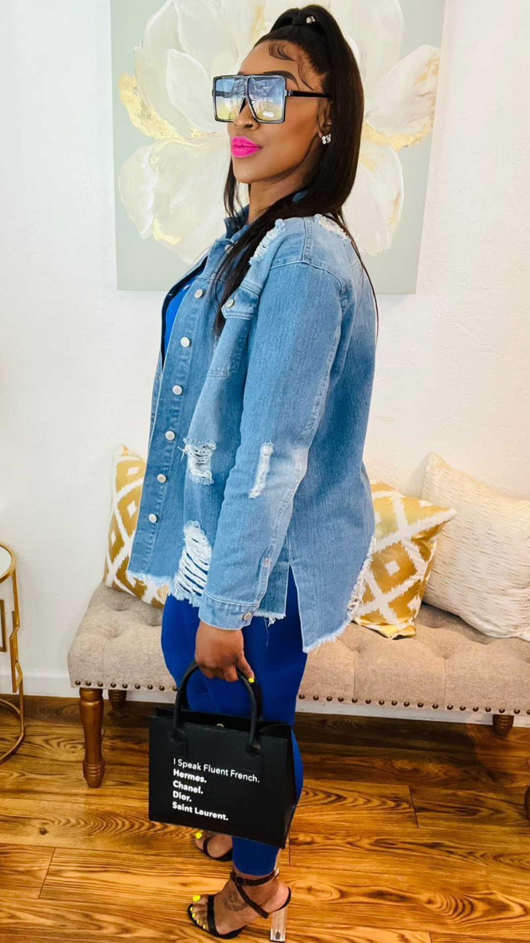 Medium Wash Distressed Jean Jacket