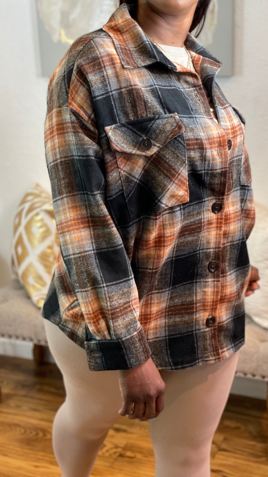 Plaid Shacket (Black Rust)