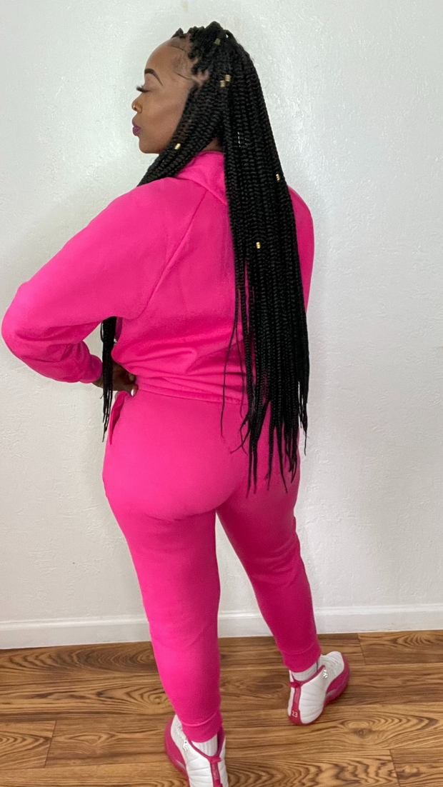 Wanna Be Down (Hot Pink) Jogger Set