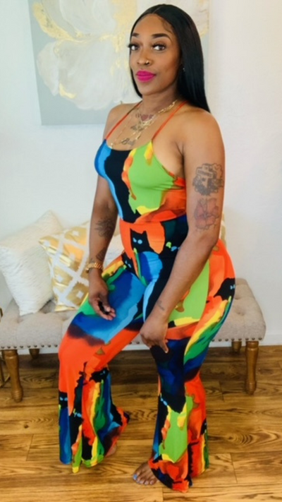 multicolor wide leg jumpsuit