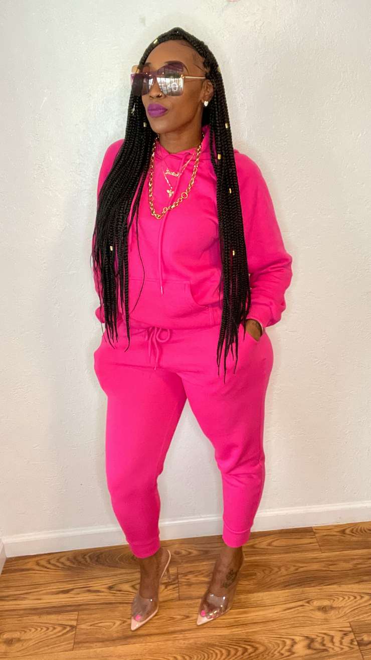 Wanna Be Down (Hot Pink) Jogger Set