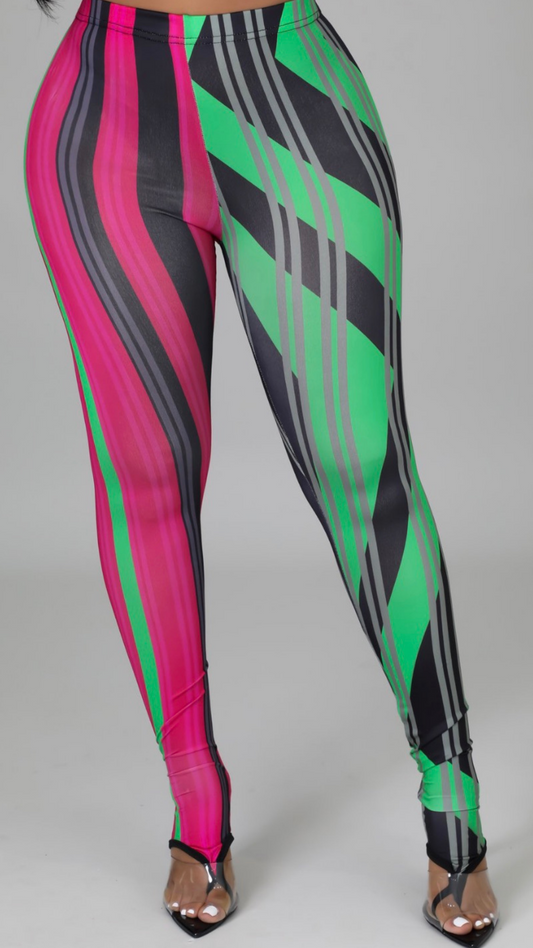 Split Decisions Leggings (Pink & Green)